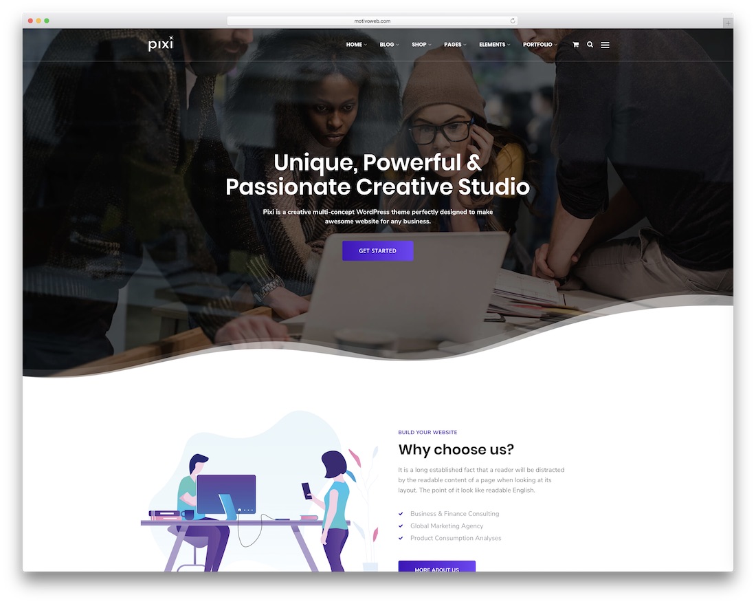 pixi wordpress theme with slider