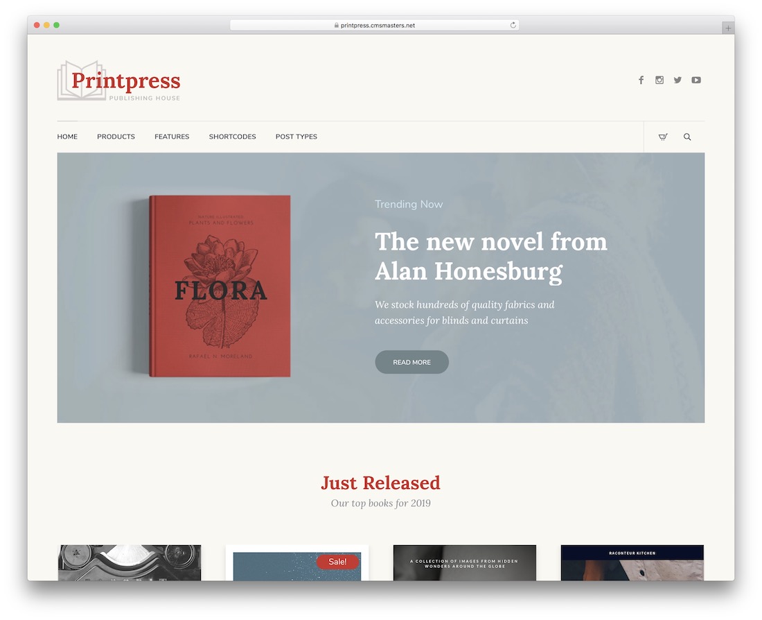 printpress wordpress theme for bookstores libraries