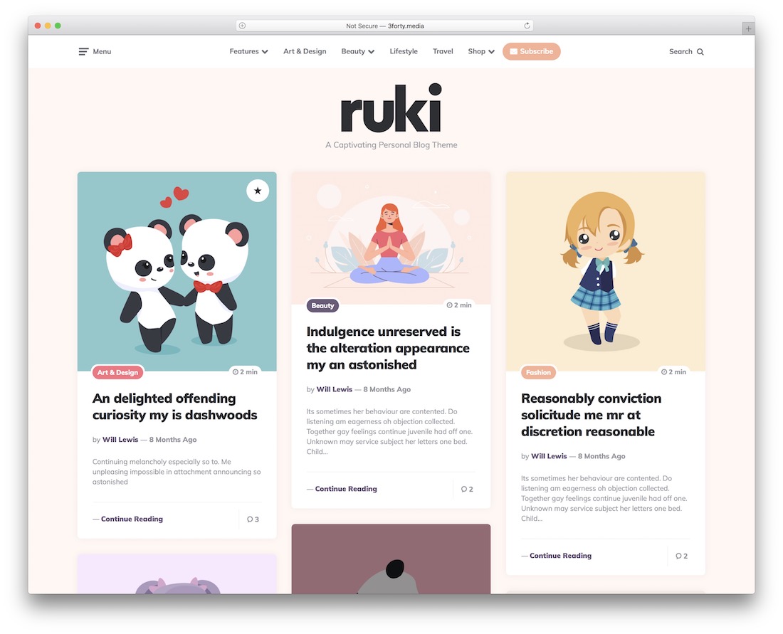 ruki masonry grid wordpress theme