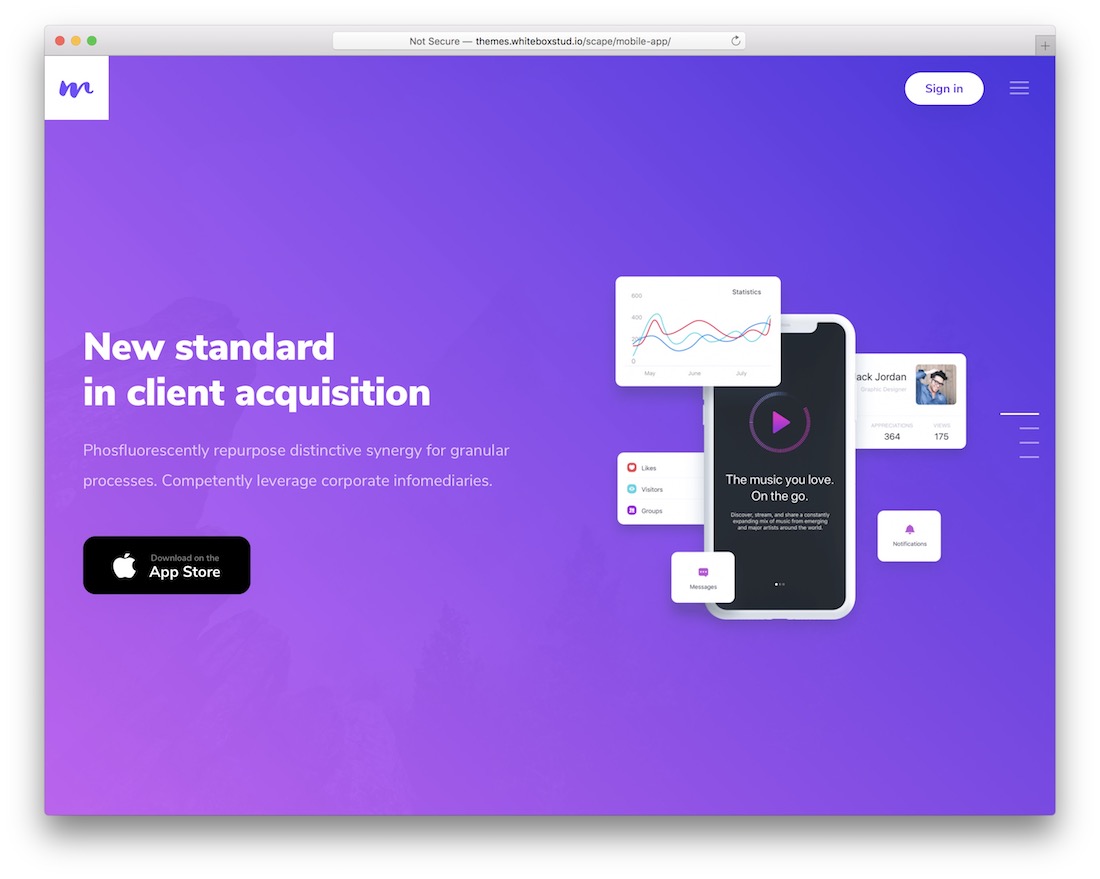 scape app showcase wordpress theme