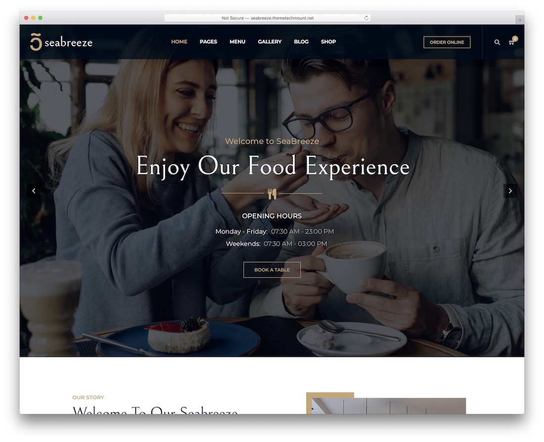 seabreeze wordpress theme for bars pubs