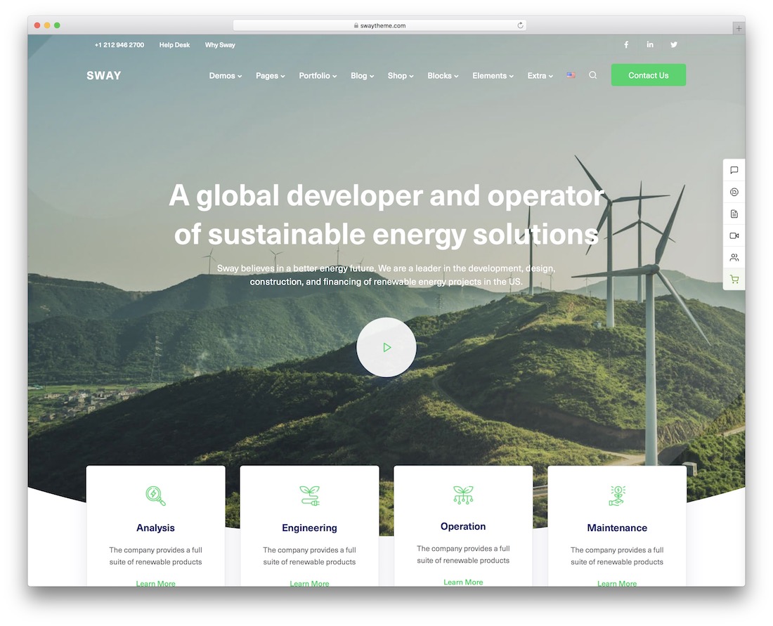 sway alternative energy wordpress theme