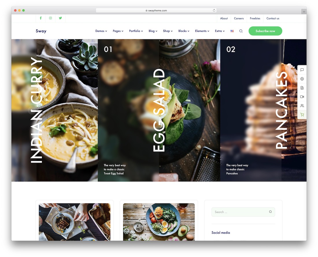 sway wordpress food blog theme