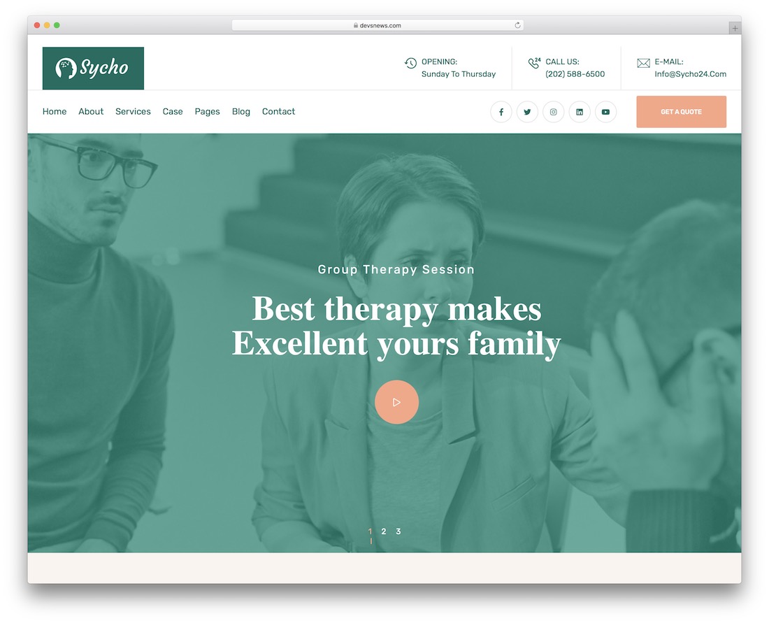 sycho psychology wordpress theme