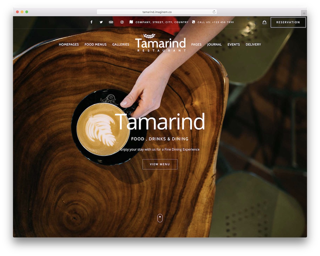 tamarind coffee shop wordpress theme