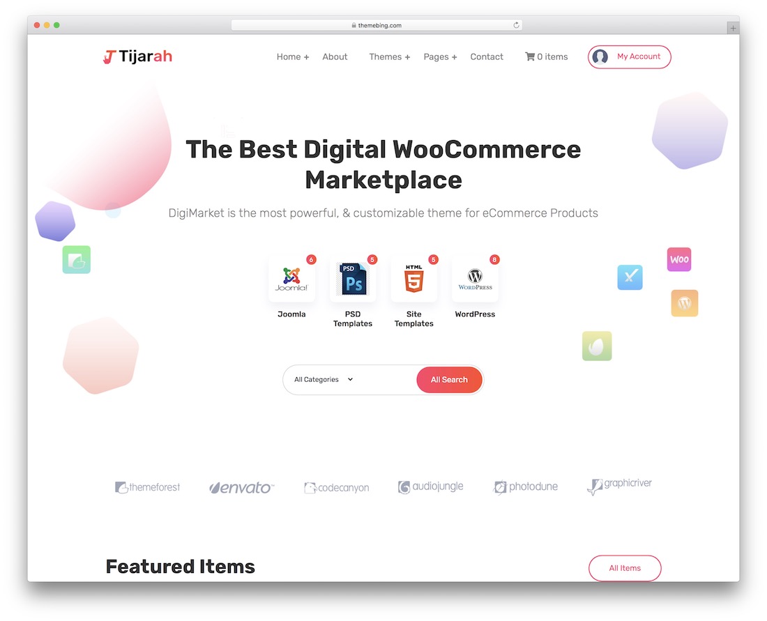 tijarah wordpress theme for selling digital products