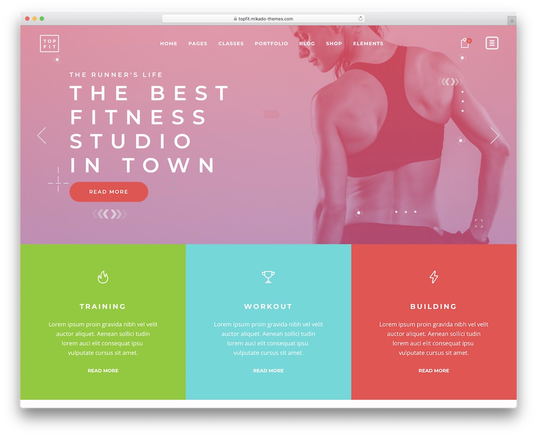 topfit wordpress fitness theme