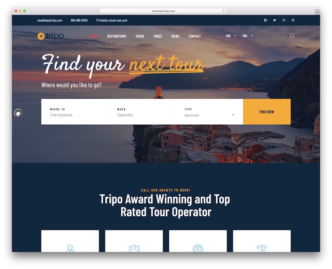 tripo wordpress travel theme