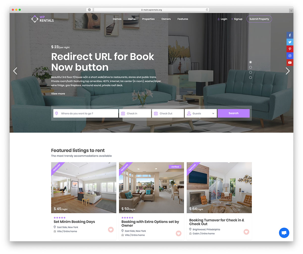 vacation rental WordPress theme