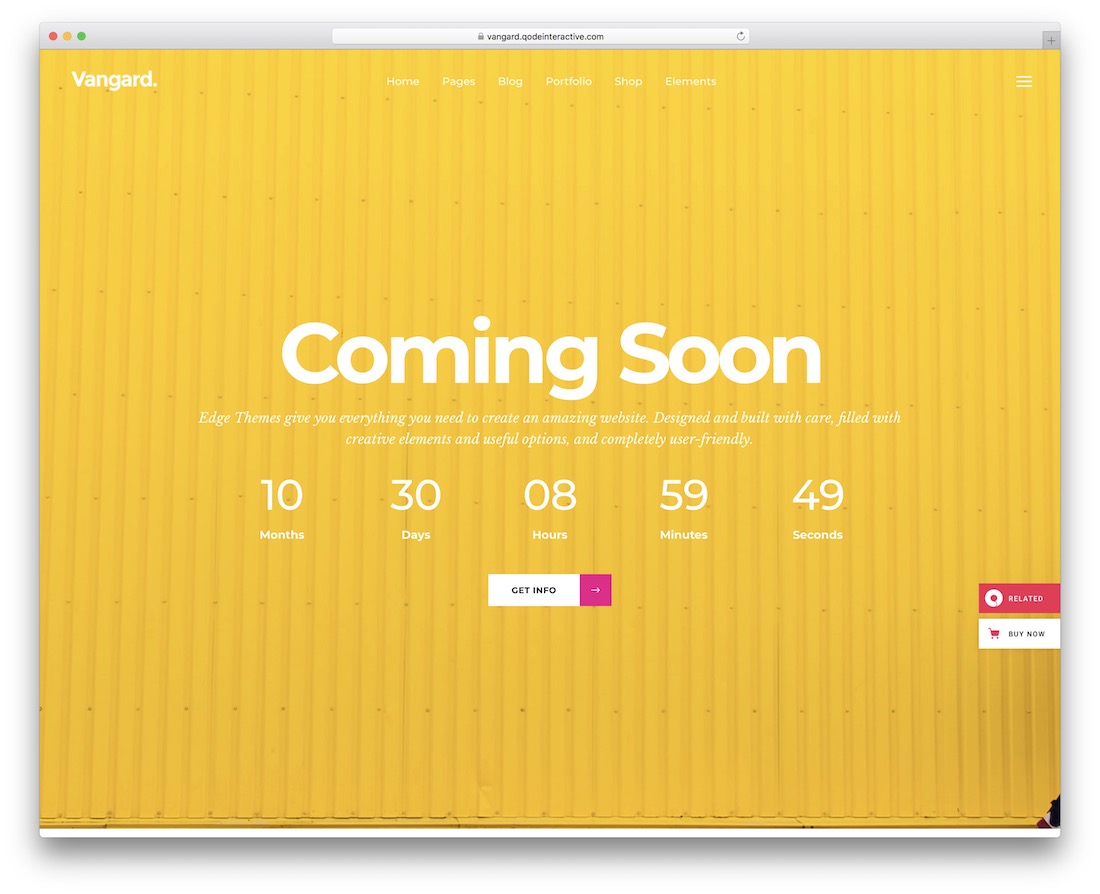 vangard coming soon wordpress theme