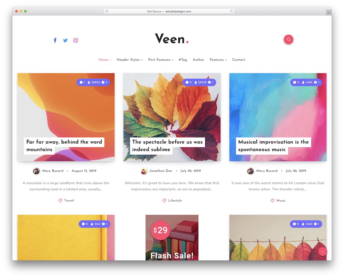 veen three column wordpress theme