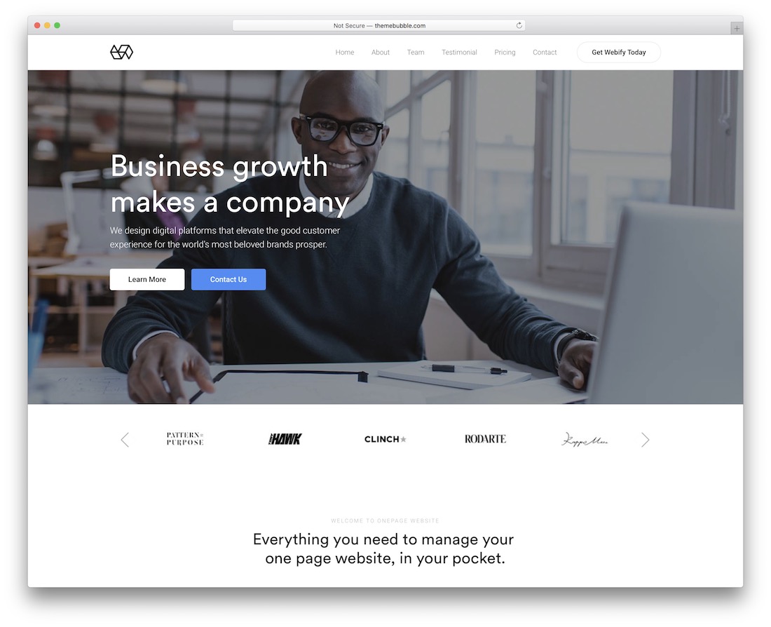 webify landing page wordpress theme