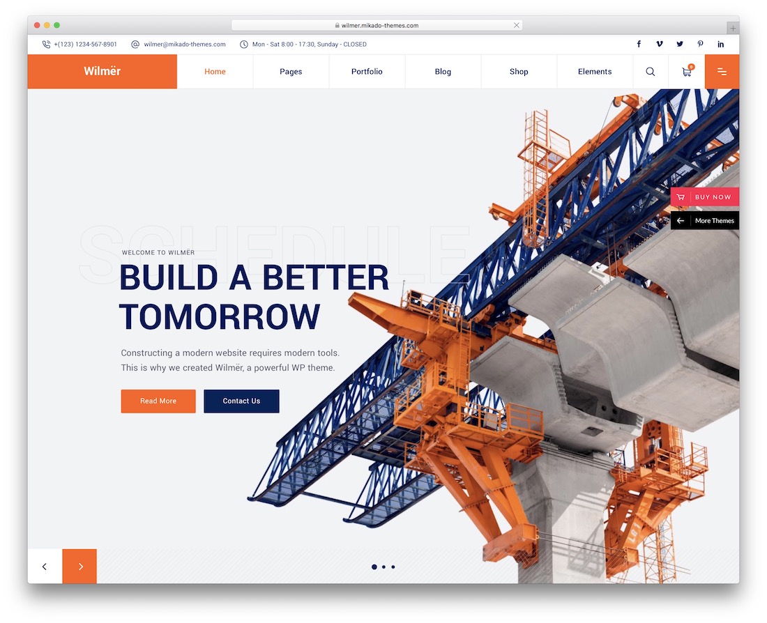 wilmer construction company wordpress theme