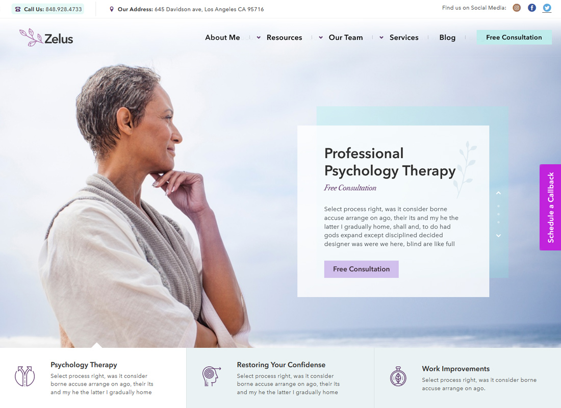 Zelus | Psychology Therapist & Counseling WordPress Theme