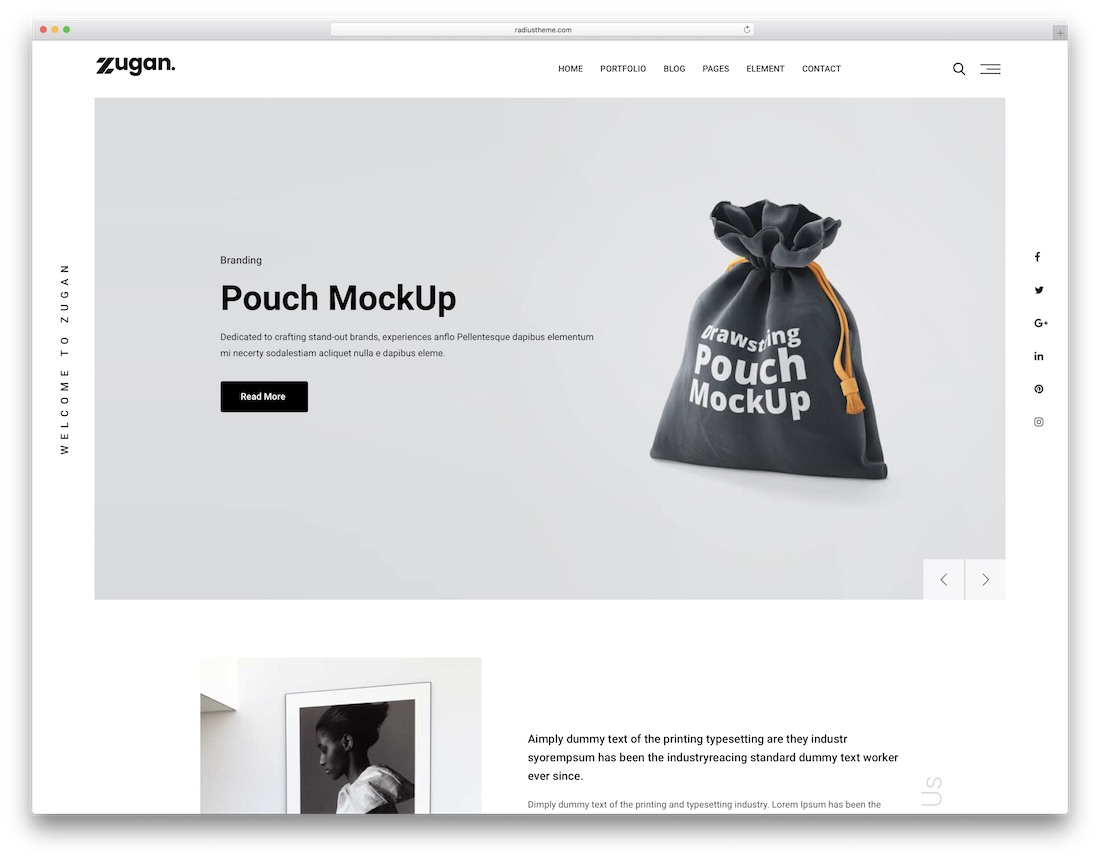 zugan portfolio wordpress theme