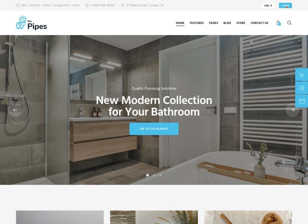 The Pipes - Plumbing Service and Building Tools Store WordPress Theme