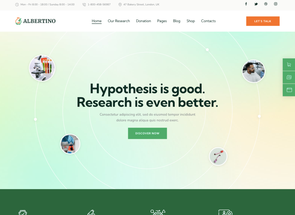 Albertino - Science Laboratory Research & Technology WordPress Theme