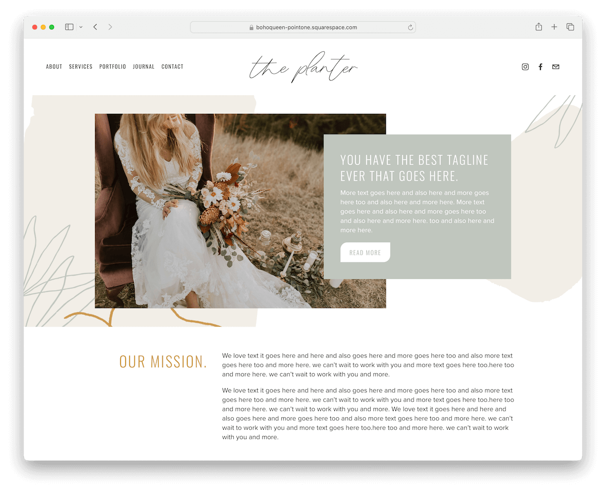 boho queen squarespace wedding template