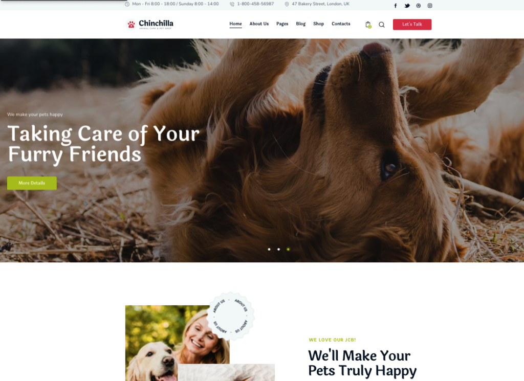 Chinchilla - Animal Care & Pet Shop WordPress Theme