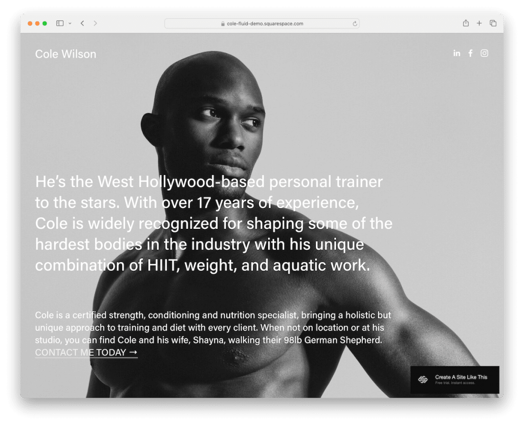 cole squarespace influencer template