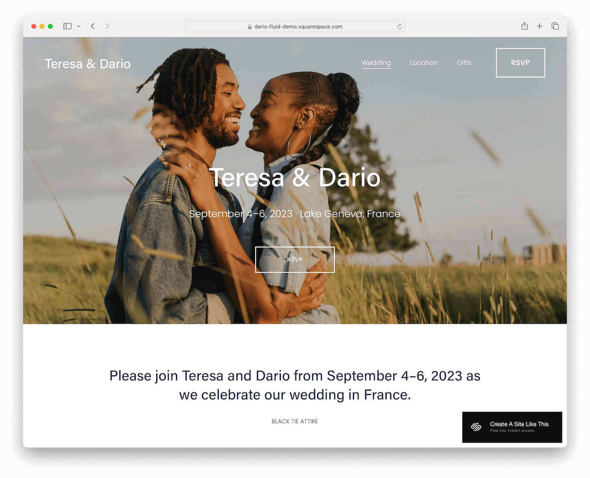 dario squarespace wedding template