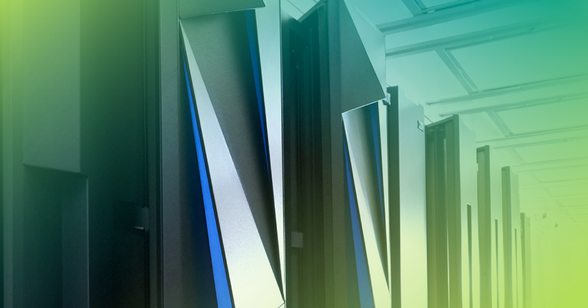 data center equipment with green gradient overlay