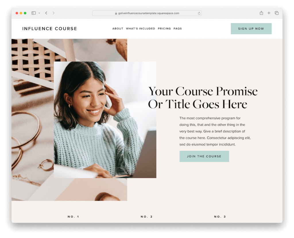 influencecourse squarespace parallax template