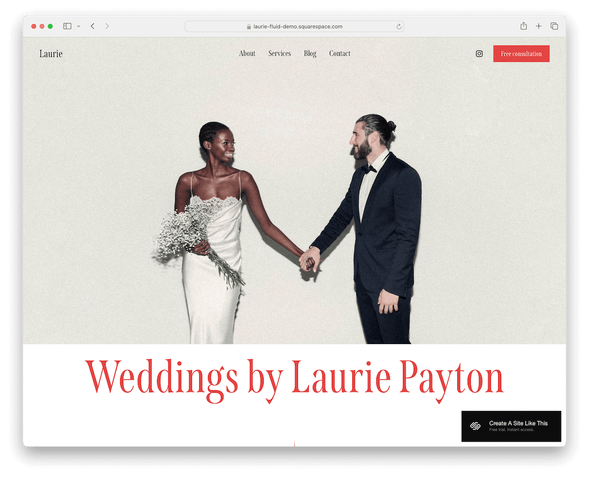 laurie squarespace wedding template