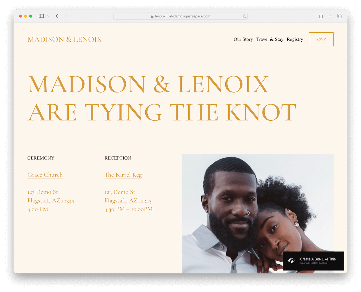 lenoix squarespace wedding template