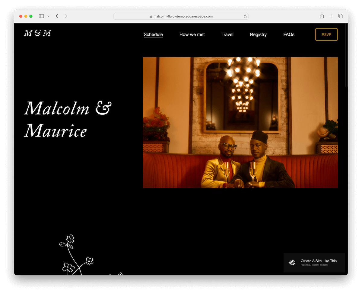 malcolm squarespace wedding template