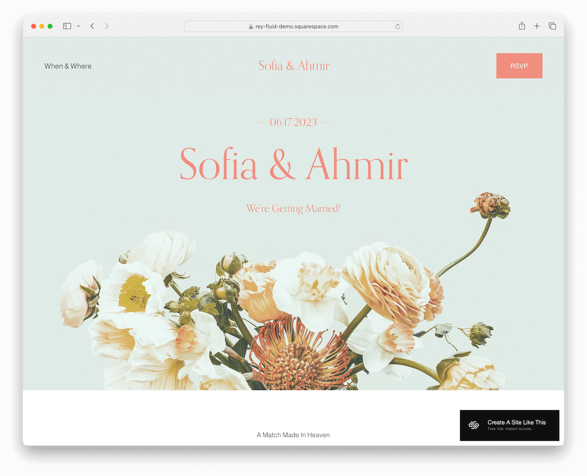 rey squarespace wedding template