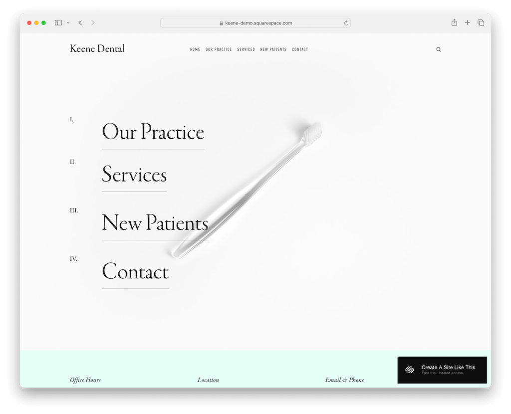 squarespace dentist templates