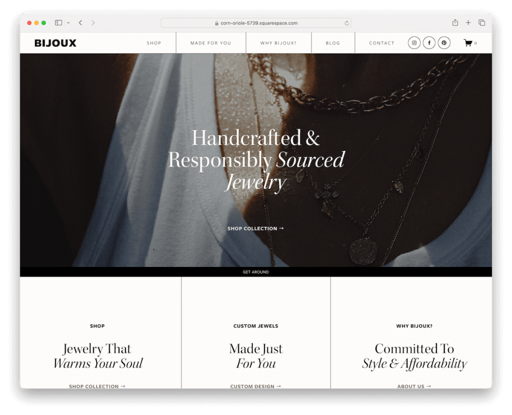 squarespace jewelry templates